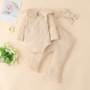 3-Piece Romper Outfit with Flared Pants & Headband