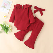 3-Piece Romper Outfit with Flared Pants & Headband