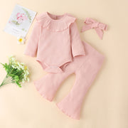 3-Piece Romper Outfit with Flared Pants & Headband