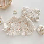 Korean Style Floral Dress & Shirt | Cotton Princess Outfit - Aristo Baby 