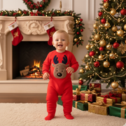 Christmas Reindeer Baby Romper | Newborn Christmas Outfit-Aristo Baby