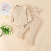 3-Piece Romper Outfit with Flared Pants & Headband