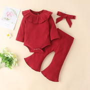 3-Piece Romper Outfit with Flared Pants & Headband