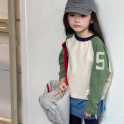 Oversized Color Block Raglan Retro Shirt