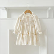Vintage Cream Lace Collar Girls Dress