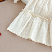 Vintage Cream Lace Collar Girls Dress