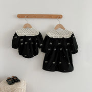 Matching Sister Vintage Lace Collar Romper & Dress