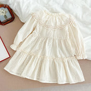 Vintage Cream Lace Collar Girls Dress