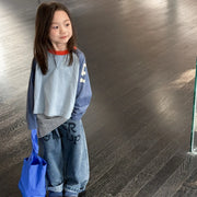 Oversized Color Block Raglan Retro Shirt