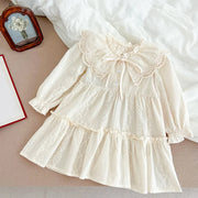 Vintage Cream Lace Collar Girls Dress