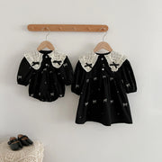 Matching Sister Vintage Lace Collar Romper & Dress