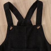 Black Corduroy Baby Overalls with Bear Patch