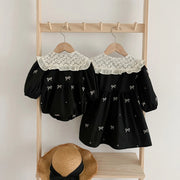 Matching Sister Vintage Lace Collar Romper & Dress
