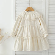 Vintage Cream Lace Collar Girls Dress