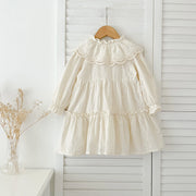Vintage Cream Lace Collar Girls Dress