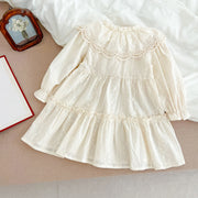 Vintage Cream Lace Collar Girls Dress