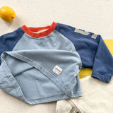 Oversized Color Block Raglan Retro Shirt