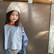 Oversized Color Block Raglan Retro Shirt