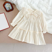 Vintage Cream Lace Collar Girls Dress