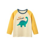 Toddler Boys Yellow Dinosaur Long Sleeve T-Shirts | 100% Cotton-Aristo Baby