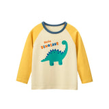 Toddler Boys Yellow Dinosaur Long Sleeve T-Shirts | 100% Cotton-Aristo Baby