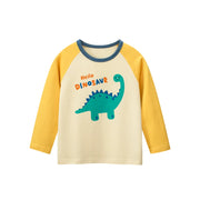 Toddler Boys Yellow Dinosaur Long Sleeve T-Shirts | 100% Cotton-Aristo Baby