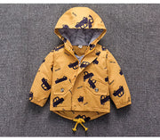 Winter Hooded Car Printed Jacket – Thick Warm Mid-Long Coat - Aristo Baby