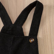 Unisex Corduroy Bear Baby Dungarees Black