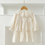 Vintage Cream Lace Collar Girls Dress
