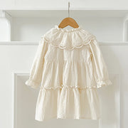 Vintage Cream Lace Collar Girls Dress