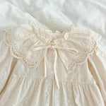 Vintage Cream Lace Collar Girls Dress