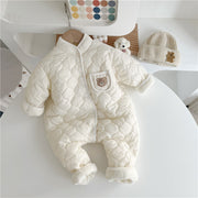 Baby Warm Thick Long Sleeve White Romper for Autumn & Winter - Aristo Baby 