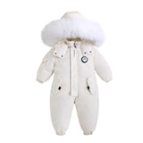 Kids White Winter Snowsuit & Warm Waterproof Jumpsuit-Aristo Baby