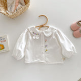 baby girls Floral embroidered shirt white