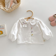 baby girls Floral embroidered shirt white