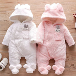 Winter Bunny Snowsuit | Hooded Warm Fleece Romper-Aristo Baby