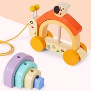 Wooden Rainbow Snail Tractor – Color Learning Pull Toy - Aristo Baby