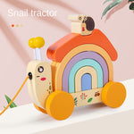 Wooden Rainbow Snail Tractor – Color Learning Pull Toy - Aristo Baby
