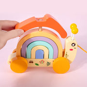 Wooden Rainbow Snail Tractor – Color Learning Pull Toy - Aristo Baby