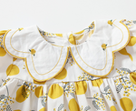 Short sleeve yellow floral infant dress for birthdays and occasions