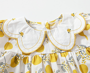 Short sleeve yellow floral infant dress for birthdays and occasions