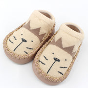 baby Animal Print Socks Shoes – Non-Slip Soft Sole Indoor Shoes brown lion
