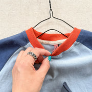 Oversized Color Block Raglan Retro Shirt