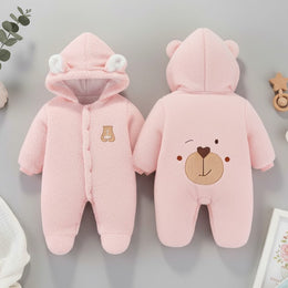 Cartoon Hooded Jumpsuit | Soft Fleece Winter Crawling Suit