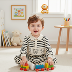 Korean Style Striped Cotton Romper with Bear Print - Aristo Baby 