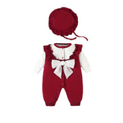 baby girl 2-Piece Bow Detailed Cotton Romper Set 