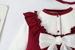 2-Piece Bow Detailed Cotton Romper Set With Hat burgundy
