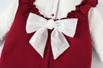 2-Piece Bow Detailed Cotton Romper Set With Hat burgundy