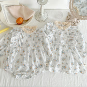 Autumn Outfit Floral Romper - Lace Dress Top - Aristo Baby 