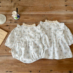 Autumn Outfit Floral Romper - Lace Dress Top - Aristo Baby 